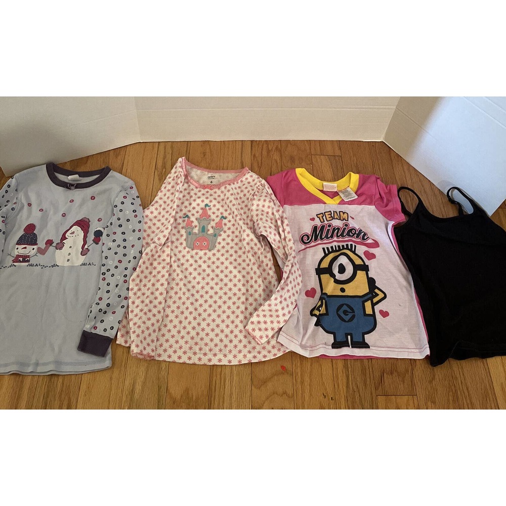Bundle of four girls size 6-8 mismatched pajama toos and camisole